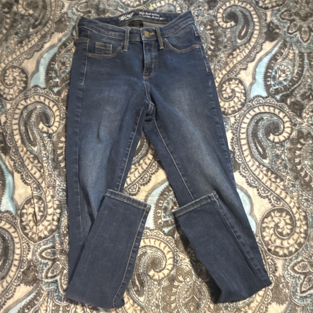 Mossimo Women's Dark Wash Blue High Rise Skinny Stretch Denim Jeans Size 0